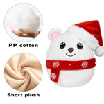 Christmas Plushies, Stuffed Animal Polar Bear With Christmas Hat, Cute Plushies For Kids And Decorations
