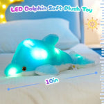 18'' Light Up Dolphin Stuffed Animal Night Light Colorful Glowing Dolphin Soft Led Plush Toys Gift For Kids On Valentines Christmas Birthday Festivals, Blue