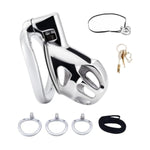 Metal Chastity Cage Male Sex Toys Cock Cage With 3 Different Size Rings Chastity Device With Invisible Lock And Belt For Men'S Penis Bondage Stainless Steel Breathable Penis Cage