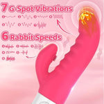 Rabbit Vibrator Sex Toys For Women - G Spot Clitoral Anal Dildo Vibrator With 7 Vibrating Modes & 6 Clit Speeds,Female Wand Anal Nipples Stimulation Adult Sex Toys For Women Rose Red
