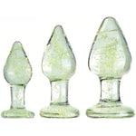 Luminous Glass Butt Plug Anal Plug Anal Sml Trainer Dilators With Rounded Safety Bottom, Crystal Glass Dildo G-Spot Massager Adult Sex Toys For Men Women (Sml)