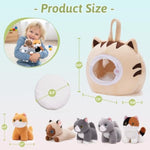 Cat Stuffed Animal House – Plush Kitten Toy Set With 5 Soft Cats – Interactive & Travel-Friendly Kitties Carrier Playset For Toddlers & Kids – Huggable, Portable Birthday Gift For Baby Girls