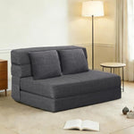 60" Fold Sofa Bed Couch Memory Foam With 2 Pillows Futon Sleeper Chair Guest Bed And Fold Out Couch, Washable Cover Queen Size, Dark Gray