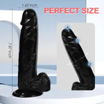Realistic Dildo Black-Colored Silicone Sex Toy 6.7/7.7/8.5 Inch With Powerful Suction Cups Hands-Free Play Soft G-Spot Stimulating Anal Sex Toy Made Of Safe Material (Black, L-7.7Inchs)