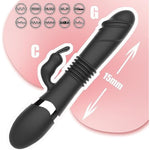 Silicone G Spot Rabbit Vibrator Dildo For Women Clitoral Butt Nipple Stimulator With 10 Powerful Vibration Thrust And Lick Modes Rechargeable Thrusting Vibrators Adult Sex Toys For Couple(Black)