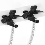 Silicone Ball Gag With Big Bow Nipple Clamp Adjustable Strap Bondage Restraints For Adult Couples Sm Games Sex Toys (M)