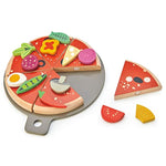 - Pizza Party - 6 Slices Of Realistic Pizza Toy Set With 12 Different Toppings, Kraft Card Take-Out Box Included - Pretend Play Food For Kids - 3+