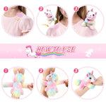 Unicorn Plush Shoulder Magnet & Slap Bracelets Stuffed Toys Set, Unicorn Dress For Girls Costume Pageant, Cute Plushies Gift Present For 3-8 Years Old Girls