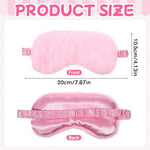 2 Pcs Plush Eye Mask, Soft Sleeping Blindfold Eye Cover Comfortable Satin Back New Faux Fur Nap Eyes Cover Cute Fluffy Furry Sleeping Blindfold for Men Women Plane, Game, Travel Nap (Pink)