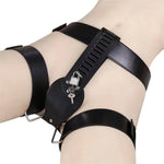 Adjustable Leather Chastity Belt With Lockers Chastity Knickers Sm Bondage Kit Strap-On Belt Female Chastity Sex Play Slave Punish Adult Sex Toys Flirt Fetish Sm Game Bedroom (Small)