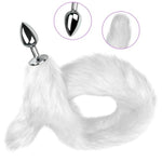 Super Long Metal Anal Butt Plug with Arctic Fox Tail for Cosplay and Adult Games