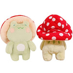 Frog Plush Cute Frog Mushroom Hat Stuffed Animals Kawaii Plush Toys Throw Pillow Home Room Decor Aesthetic Gift(Light Green Frog Red Hat)