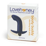 Booty Buddy Vibrating Butt Plug - 4 Inch Silicone Anal Plug With Removable 7 Function Bullet Vibrator - Smooth Curved Tip - Waterproof - Blue