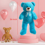 Big Teddy Bear Large Teddy Bear Stuffed Animal Birthday Valentines Day Plush For Kids And Girlfriend 36 Inch Lake Blue