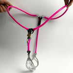 Female Chastity Belt Stainless Steel Transparent Visual Invisible Underwear Belt Lockable Pants With Defecation Hole Bdsm (Pink 90-120Cm)