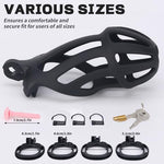 Male Chastity Cage with Belt, Large Chastity Device with 5 Sizes Rings and Invisible Lock for Man Penis Exercise Bondage Gear & Accessories Lightweight Adult Sex Toys(2D-Black)