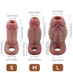 Male Silicone Cock Sleeve Extension Penis Ring Reusable Condom Soft Textured Thick Penis Realistic Dildo for G-Spot and Anal Stimulation