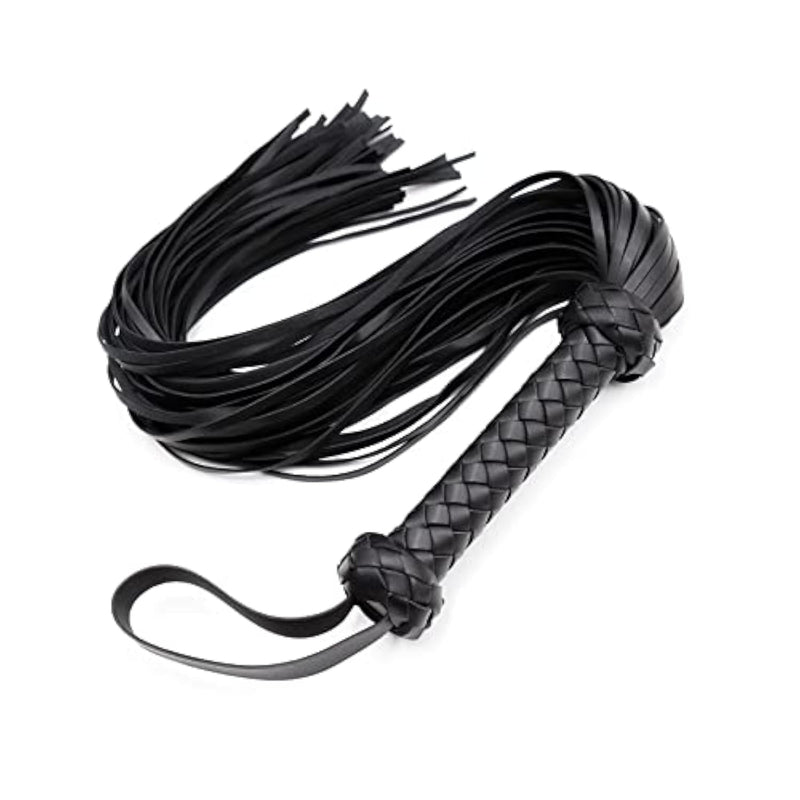 Bondage Spanking Flogger, 25Inch Faux Leather Whips For Adult Bdsm Play, Black