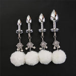 Wearable Tail Anal Plug Cute Plush Ball With Lamp, Cosplay Game Accessorie Luminous Anal Plug Sex Toy With Bell(Pink,S)