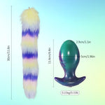 Anal Plug Tail,4.4 in Silicone Butt Plug with T-Base and 11.8 in Furry Tail Plug,Anal Balls Sex Toys for Role Play Women Men