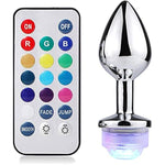 Metal Anal Plug With Led Light Remote Control Stainless Steel Butt Plug Sex Toys For Couples No Vibrator. Glow In The Dark?Material Safe?
