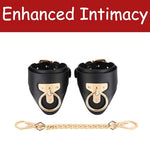 Adjustable Leather Handcuffs with Metal Chain