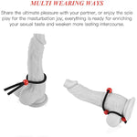 Adjustable Cock Ring Set Love Rings Basic Penis Ring Sex Toys, Silicone Male Cock Ties Black String With Red Beads, Designed For Harder Erection, 3 Pcs