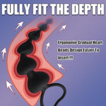 Anal Beads Butt Plug Silicone Sex Toys Flexible Anal Chain Link With 6 Heart Balls Prostate Massage Anal Trainer Anus Dilator Anal Plug Anal Dildo Adult Toy For Women And Men Beginner(Black)