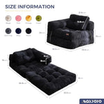 Folding Sofa Bed, L-Shaped Convertible Sofa With Armrest Foldable Sleeper With Pillow, Portable Fold Out Chair Bed Comfy Floor Lounge For Living Room Bedroom, Black
