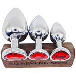 Metal Anal Plug Set, 3Pcs - Sex Toys For Adults, Premium Adult Toys, Durable Anal Toys For Beginners To Advanced Users (Red)