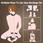 10Pcs Bdsm Kit Spreader Bar Sex Toys Furniture Restraints, Stunning Leather Bondage Set Handcuffs Ankle Cuffs For Couples Adult Sexual Games Play Kinky (Red, Adjustable)