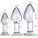 3Pcs Crystal Glass Anal Butt Plug Set + 3Pcs Clear Rose Glass Anal Plug For Men Women Couple
