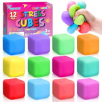 12 Pack Slow Rising Stress Cube, Dough Stress Balls Squishy Fidget Toys For Anxiety Relief, Soft Fidget Cube, Pull Stretch Squishy Toys For Classroom Prize, Party Favors For Kids Adults