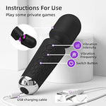 Mini Clitoral Vibrator Female Av Wand Women G-Spot Stimulator Sex Toy Vibrator Rechargeable Powerful Vibration Clit Labia Massager Orgasm Waterproof Adult Couples(Black)