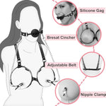 Bdsm Sex Bondage Breast Restraints, B To D Cup Chest Harness Boobs Cincher With Silicone Ball Gag & Nipple Clamps, Sex Harness Kinky Lingerie Bra Sm Games Sex Toys For Women Couples Beginner (Black)
