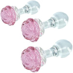 3 Piece Butt Plugs Small Medium Large Glass Rose Analplugs For Men Women Sm Masturbation Anal Training Pink Anal Dilator Adult Sex Toys