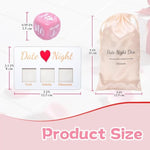 Date Night Dice In Pearl Pink, Couples Gift With 6 Dice, Board, Stickers & Satin Bag For 1 10Th Anniversary Wedding Bridal Shower Engagement Bachelorette Girlfriend Wife Women & Her Birthday