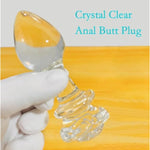 3Pcs Clear Rose Glass Anal Plug, Small Medium And Big Clear Glass Butt Plug Training Set Anal Plug Trainer Kit Sex Slave Anus Dilator Prostate Massage Anal Sex Toy For Women Men Couple