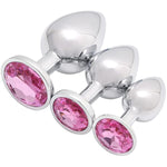 3 Pcs Luxury Jewelry Design Fetish Anal Butt Plug(Pink)