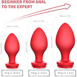 Rose Toys Anal Plug Sex Stimulator For Women, Silicone Butt Plug High-End Training Kit, Adult Sex Toy, 3 Pack Different Size Luxury Anal Toys With Red Rose Base Prostate Sex Toys For Man Or Gays