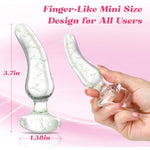 Crystal Glass Anal Butt Plug - Finger-Like Glass Dildo Sex Toy, Glow In The Dark Anal Beads Training Plug Prostate Massager, Adult Masturbation Toys For Men Women Gay Lesbian And Couples Pleasure