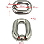 Stainless Steel Bondage Penis Ring Oval Ball Ring Scrotum Pendant Ball Heavy Scrotum Bondage Cock Ring Cock Ring Sex Toys For Men (L)