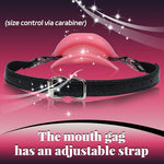 Open Mouth Gag Silicone O-Ring Gags Ball BDSM Bondage Sex Toys Adjustable Head Harness Ballgag Muzzles Restraints Adult Slave Fetish Gear for Men, Women (Pink)