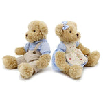 2-Pack Teddy Bear,Cute Stuffed Animal,Couple Gift Soft Plush Toy 11Inch (Blue Plaid Clothes)