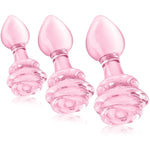 Glass Butt Plug Set 3 Pcs Anal Dilator With Flower Base Anal Trainer Beginners Anal Plug For Anal Training Adult Anal Sex Toys For Men Women Couples