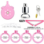 Male Chastity Cage Belt Sex Toy, Sissy Flat Chastity Devices Cock Cage Penis Bondage Erection Control With 4 Cock Rings, Light Penis Cages With Invisible & 2 Keys Bdsm Sex Toys For Men (Pink, Wear)