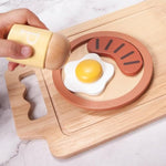 16Pcs Wooden Breakfast Toy Kitchen Sets, Montessori Toy Food Toddler Play Kitchen Accessories With Bread, Cheese, Egg, Pretend Play Food Sets For Kids Kitchen Boys & Girls Birthday Gift
