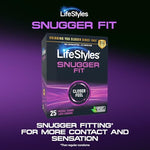 Lifestyles Snugger Fit Natural Rubber and Lubricated Latex Condoms Value Pack, 25 Count, 1 Pack, Triple Tested for Best Protection, Made with UltraGlide Silicone Lube