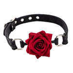 Rose Gag Ball With Adjustable Strap - Fetish Mouth Gag With Leather Strap, Available In Red, Purple, And Black For Bdsm And Roleplay(Black)