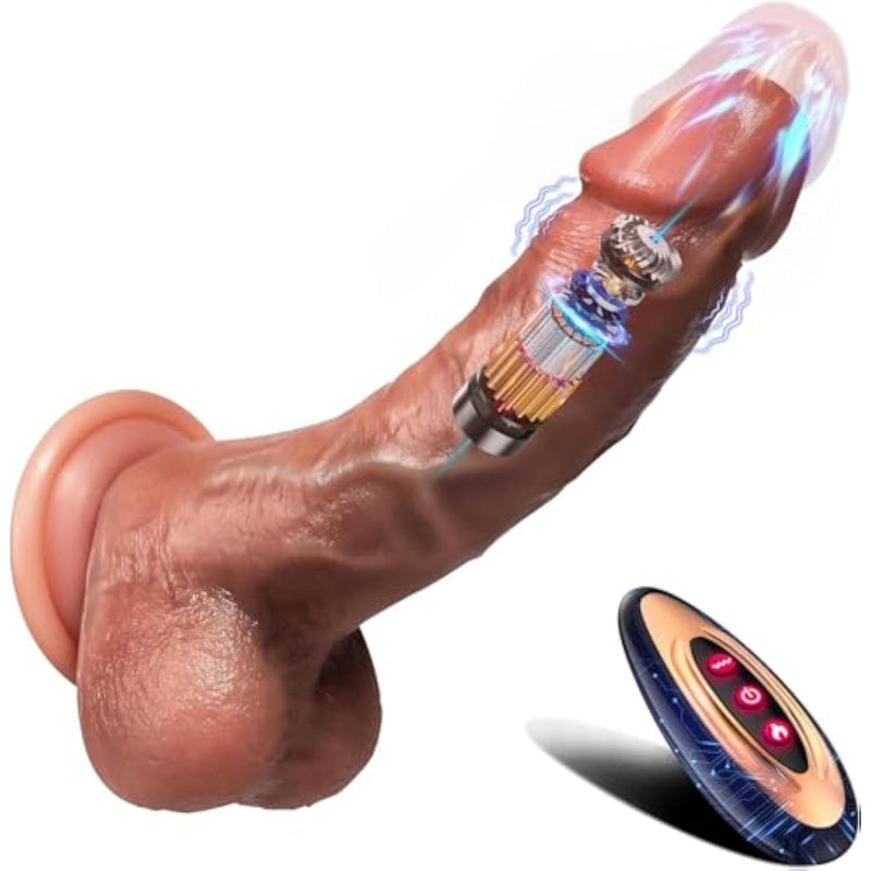 Thrusting Dildo Realistic Vibrator Sex Toys, Silicone Dildo With 8 Thrusting & 10 Vibration Mode, Remote Control Suction Cup G-Spot Vibrator Warm Mode, Masturbation Adult Toy For Women Men And Couple